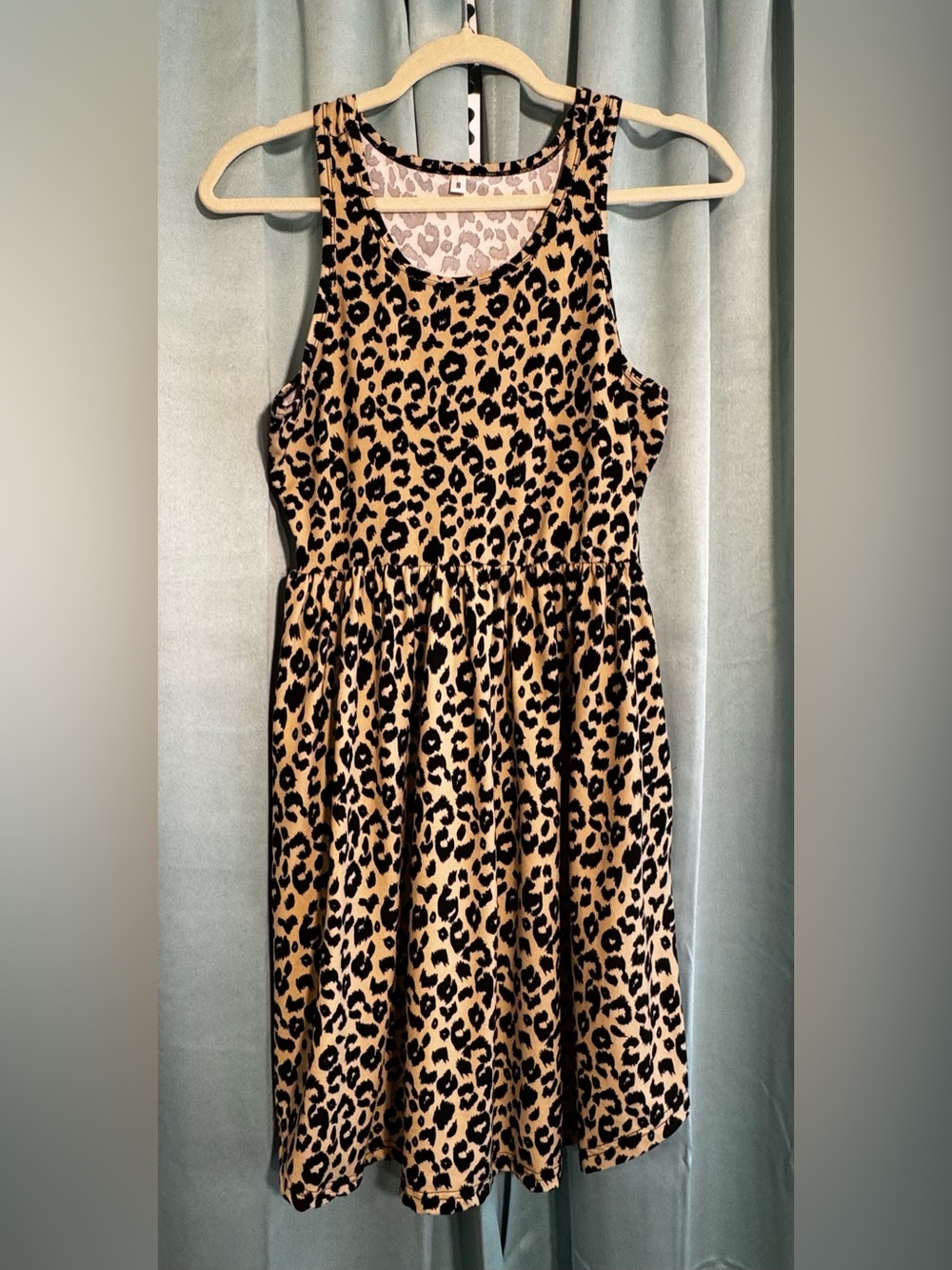 Leopard Print Sleeveless Fit & Flare Dress Small Animal Print Casual Stretch